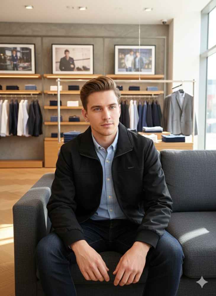 Gant Black Premium Quality Imported Fabric Full Jacket-thumb-7