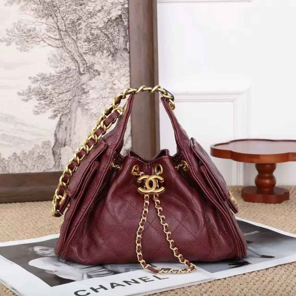 Chanel Maxi Wine Mini Hobo Bag-thumb-0
