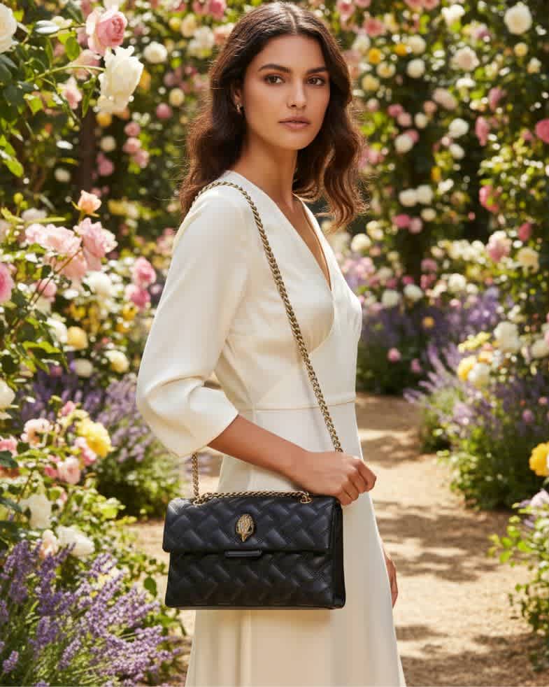 Kurt Geiger Kensington Black Signature Stitch Shoulder Bag-1