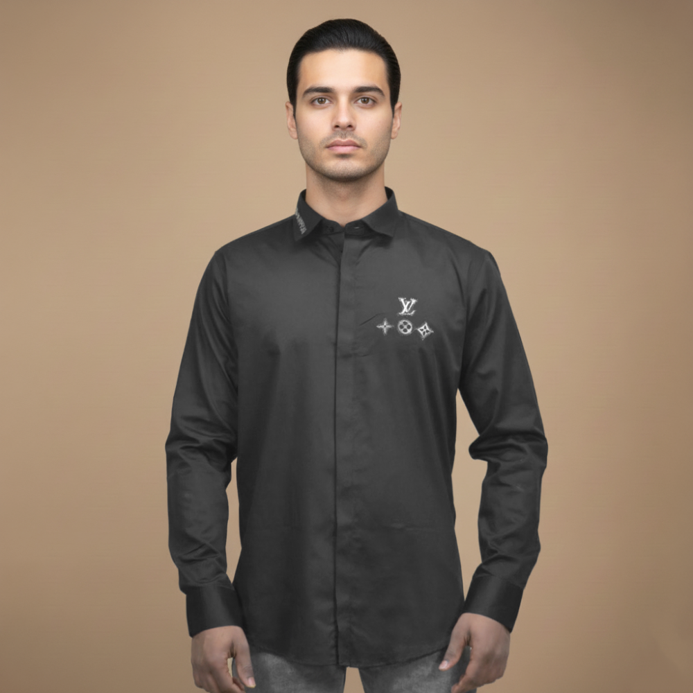 Louis Vuitton Monogram Black Luxury Shirt-1