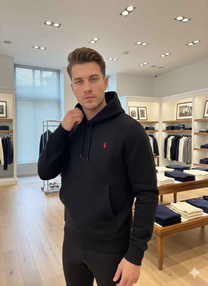 Ralph Lauren Black Embroidery Logo Hoodie-thumb-2