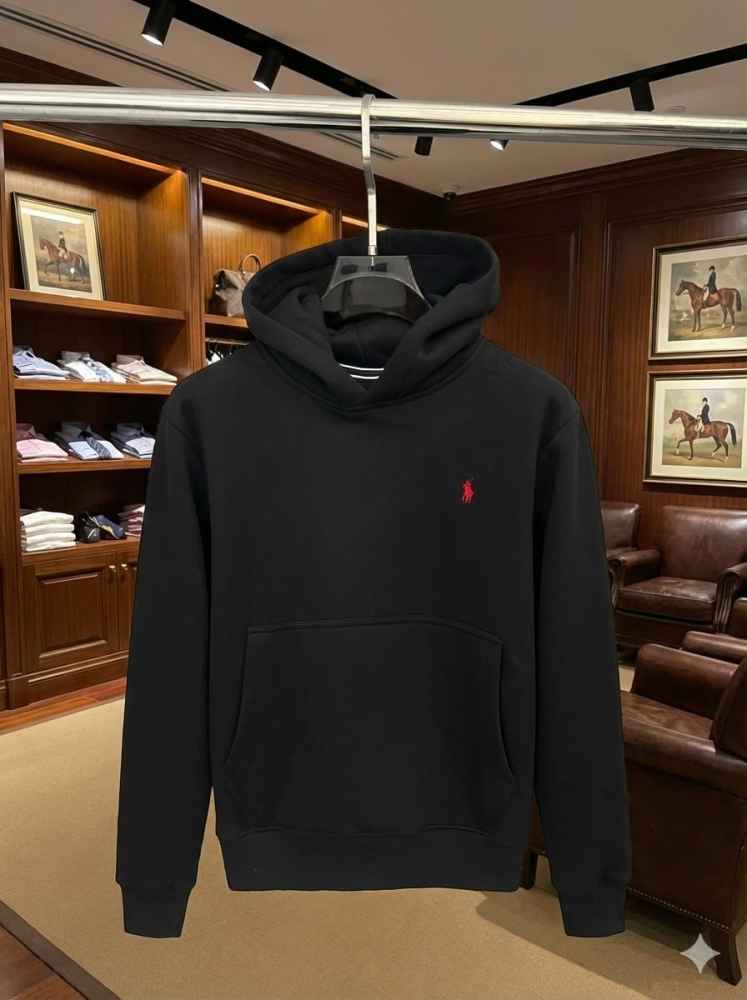 Ralph Lauren Black Embroidery Logo Hoodie-thumb-3