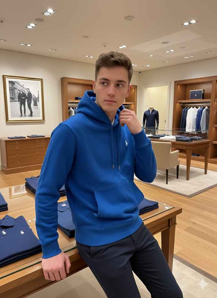 Ralph Lauren Blue Embroidery Logo Hoodie-3