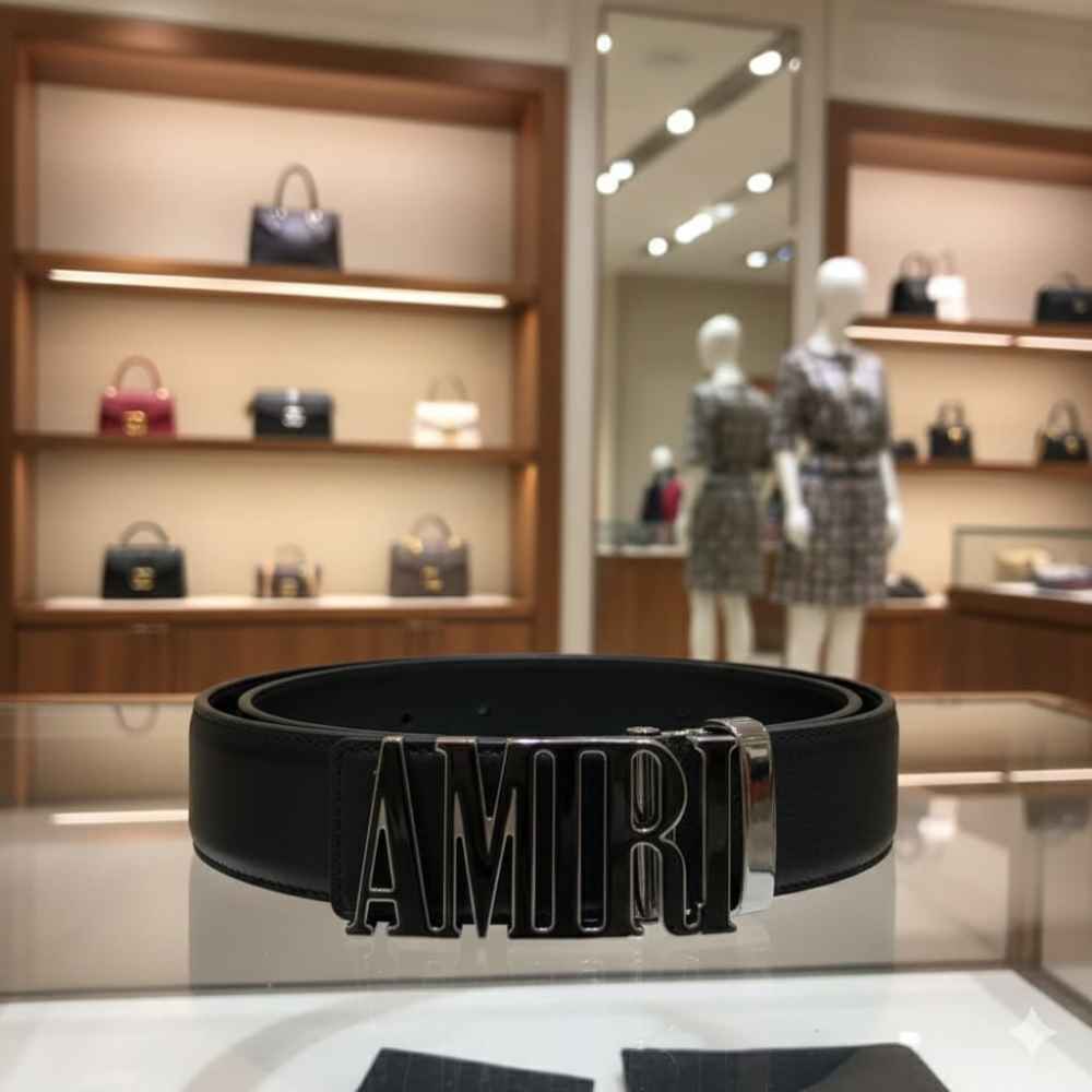 Amiri Black Premium Quality Belt-thumb-1