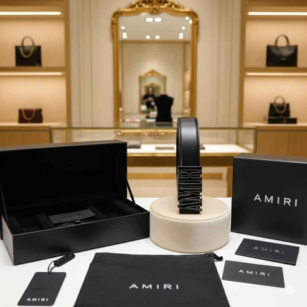 Amiri Black Premium Quality Belt-thumb-2