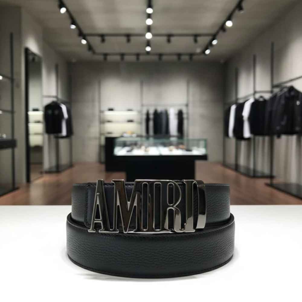 Amiri Black Premium Quality Belt-thumb-4