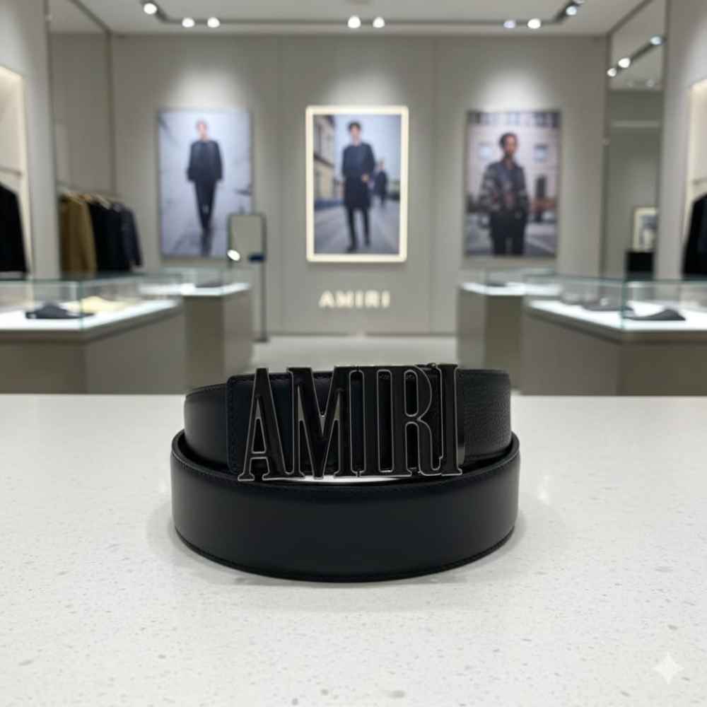 Amiri Black Premium Quality Belt-thumb-0