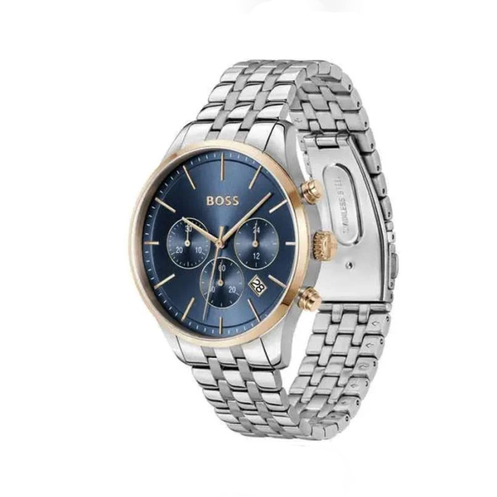 Boss Avery Blue Dial Stainless Steel Chronograph Watch For Men – 1514158-1