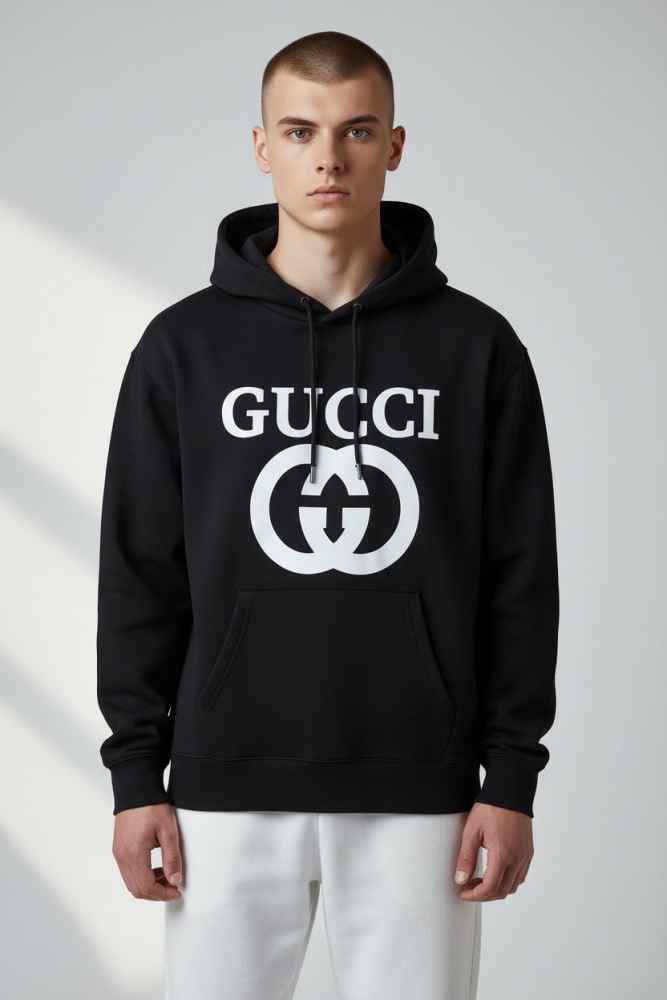 Gucci Black Embroidery Logo Premium Quality Hoodie-thumb-1