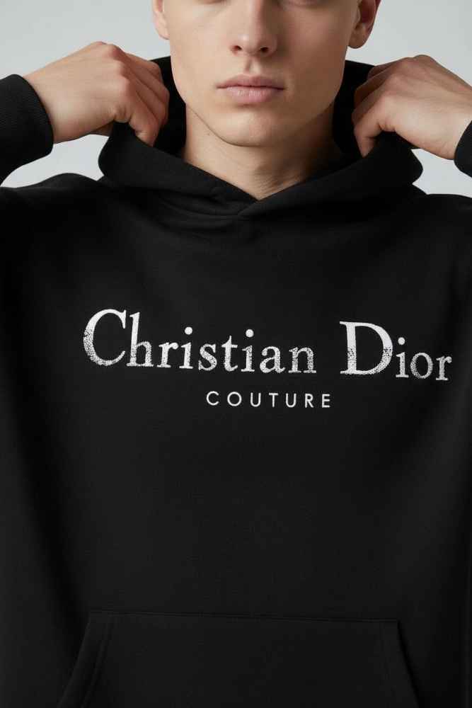 Christian Dior Black Embroidery Logo Premium Quality Hoodie-thumb-2