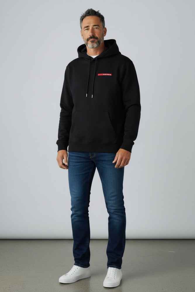 Prada Black Embroidery Logo Premium Quality Hoodie-2