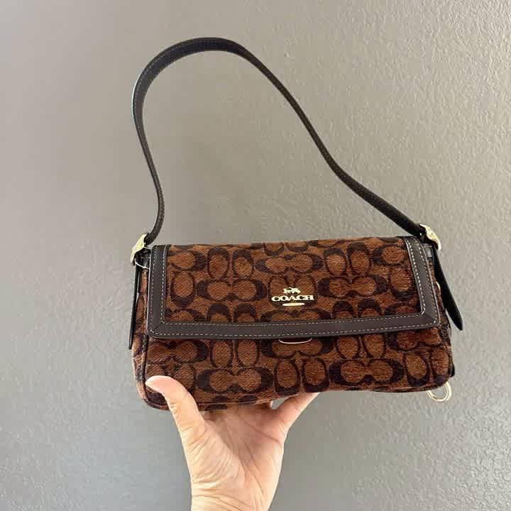 Coach Eatta Brown Small Flap Tote Bag-2