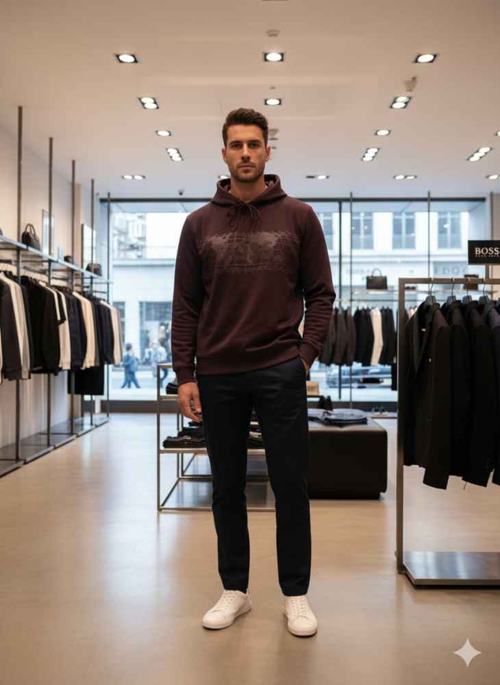 Boss Wine Hood Embroidery Logo Hoodie-thumb-0