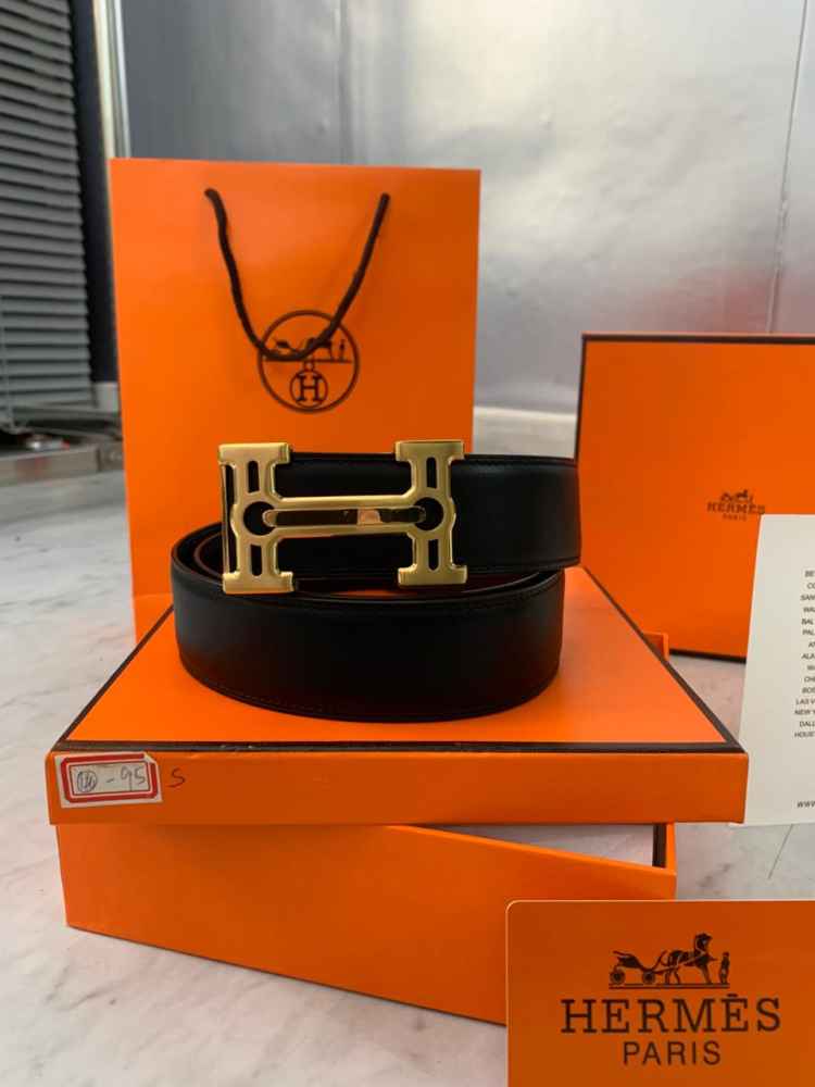 Hermes Golden Premium Quality Leather Belt-thumb-0