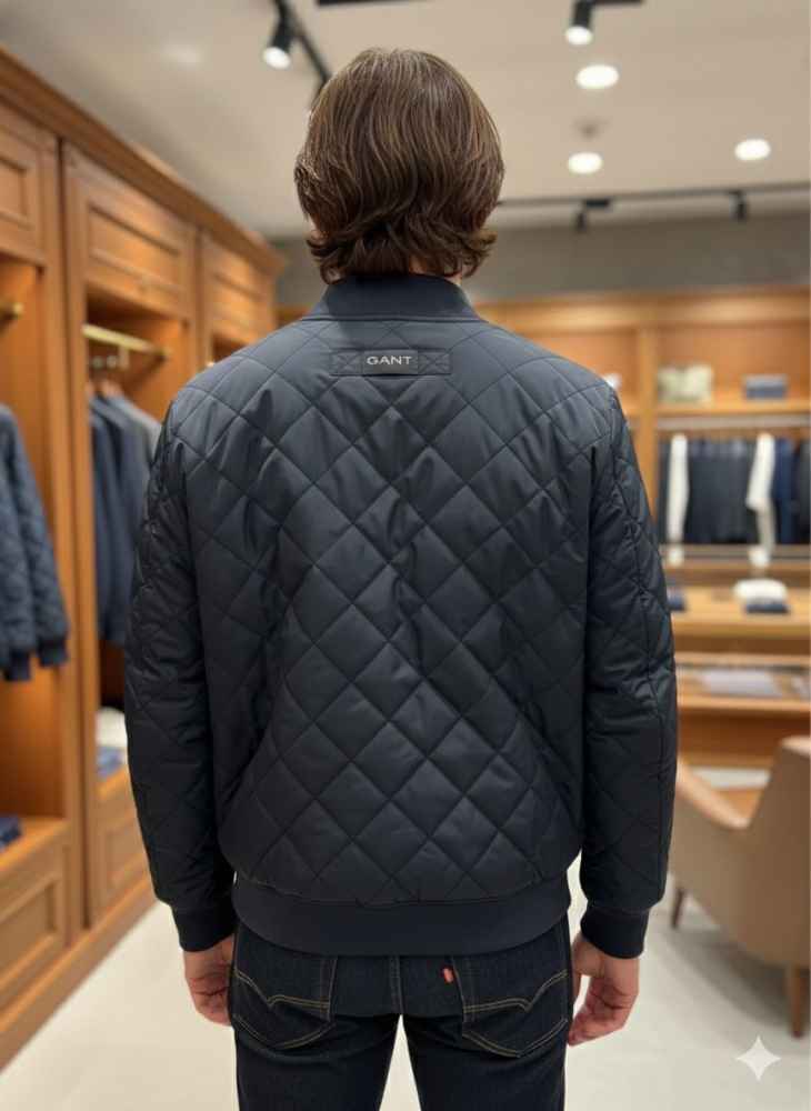 Gant Blue Premium Quality Imported Fabric Full Bomber Jacket-3