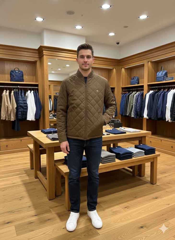 Gant Brown Premium Quality Imported Fabric Full Bomber Jacket-2