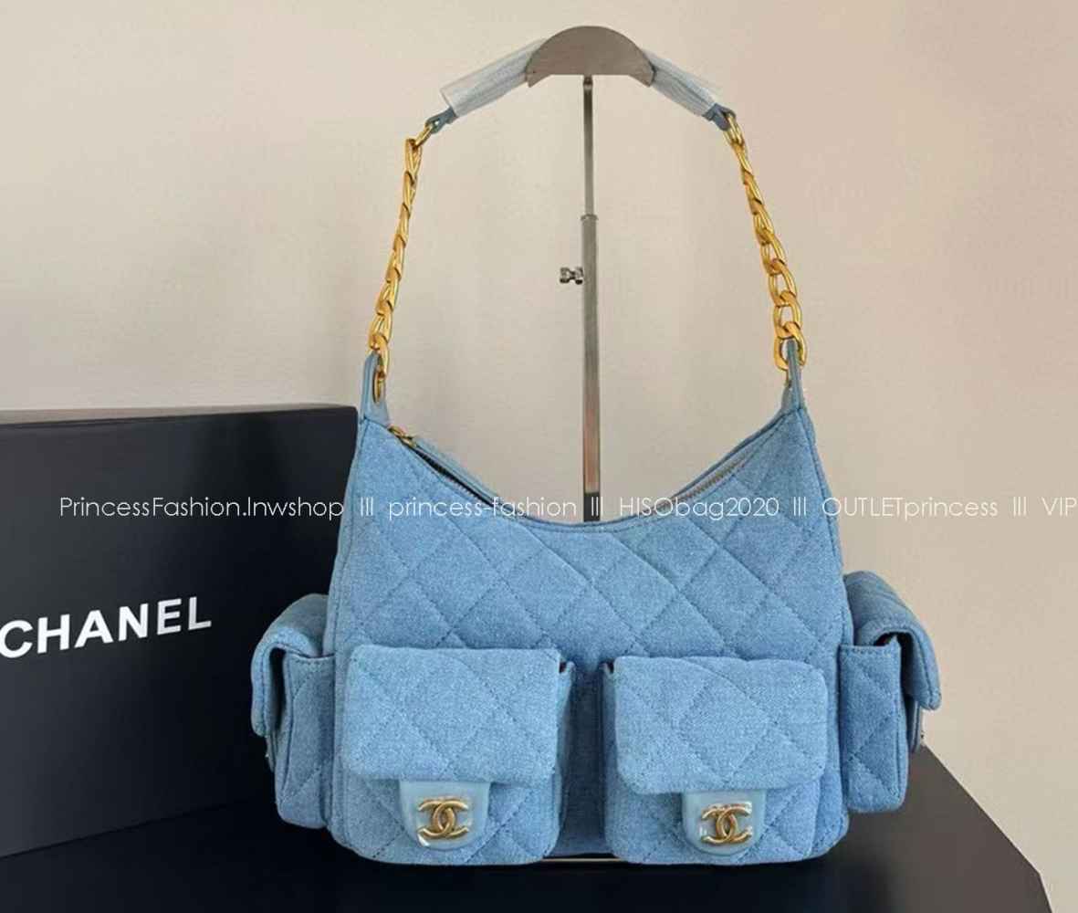 Chanel Sky Blue Cargo Hobo Bag-1