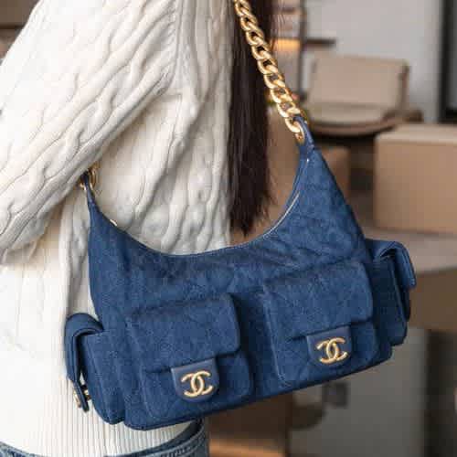Chanel Blue Cargo Hobo Bag-1