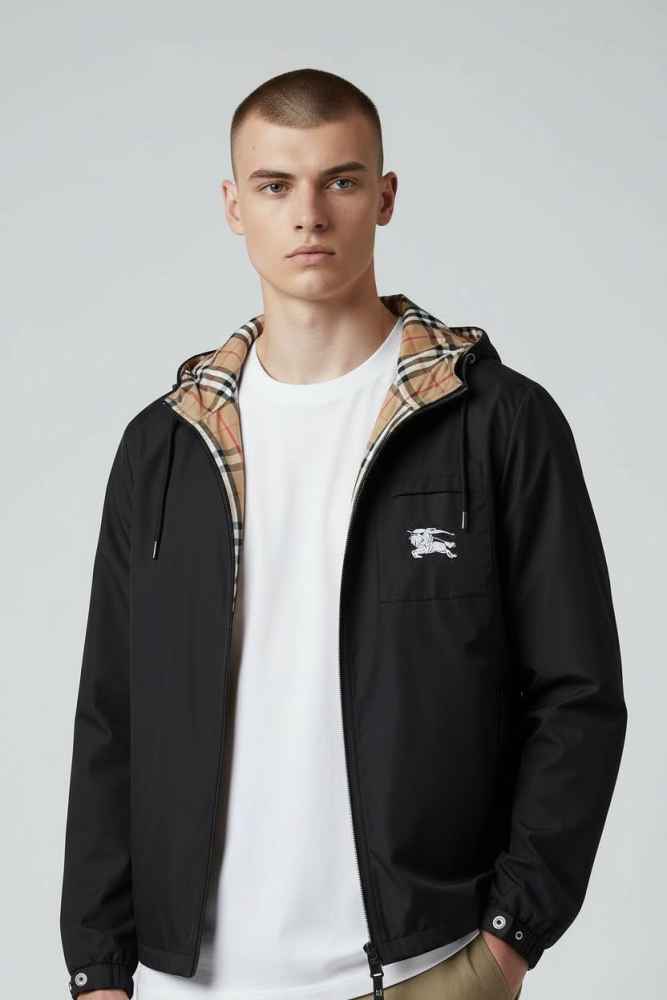 Burberry Black Vintage Hooded Jacket-thumb-3