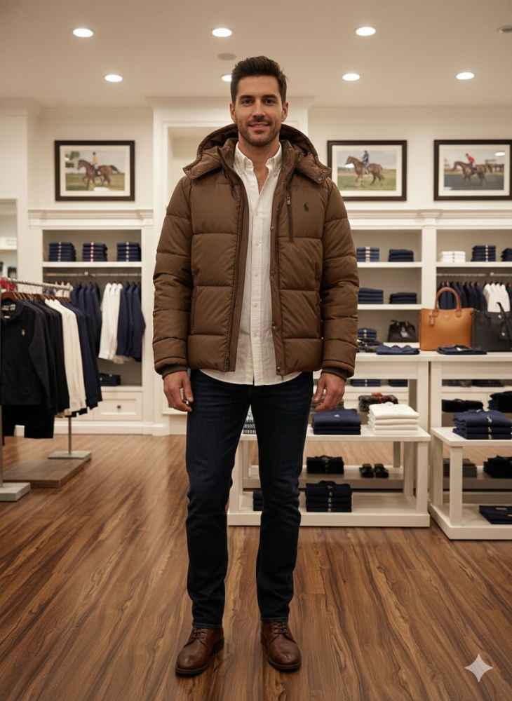 Ralph Lauren Dark Brown Premium Quality Puffer Jacket-thumb-1