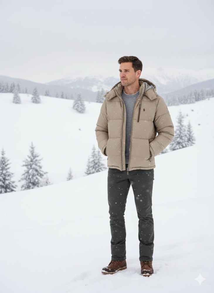 Ralph Lauren Cream Premium Quality Cotton Puffer Jacket-1