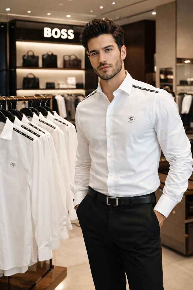 Hugo Boss White Premium Quality Shirt-thumb-0