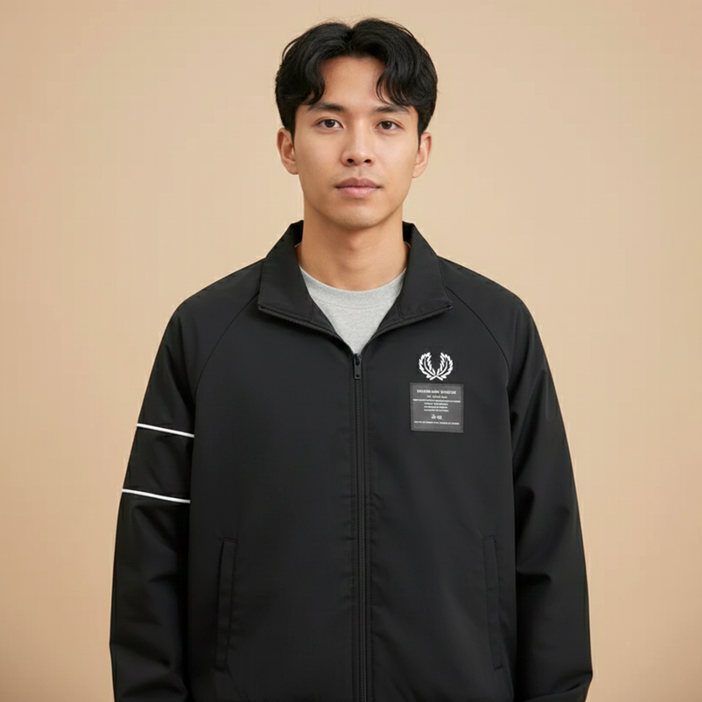 Fred Perry Black Oblique Premium Quality Zipper-1