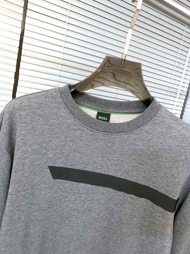 Boss Embroidery Grey cotton Sweatshirt-thumb-4