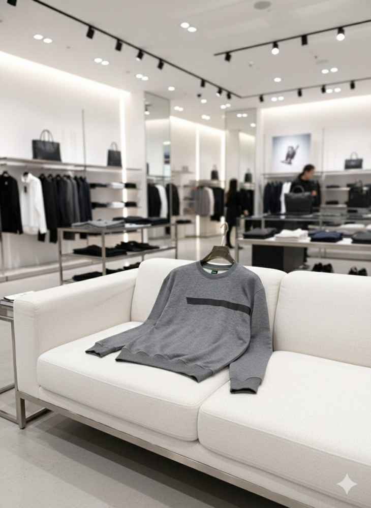 Boss Embroidery Grey cotton Sweatshirt-thumb-2