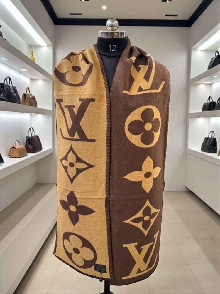 Louis Vuitton Dark Brown Cashmere Reversible Muffler-2