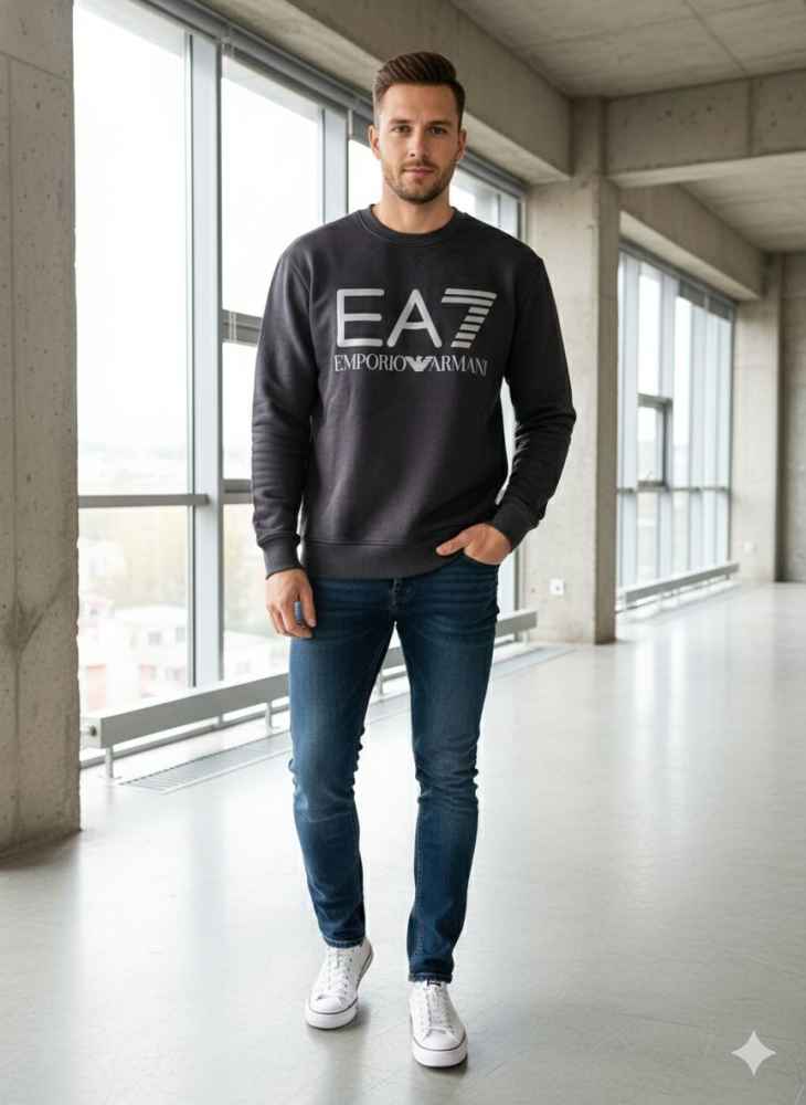 Emporio Armani Black Cotton Premium Qaulity Sweatshirt-thumb-0