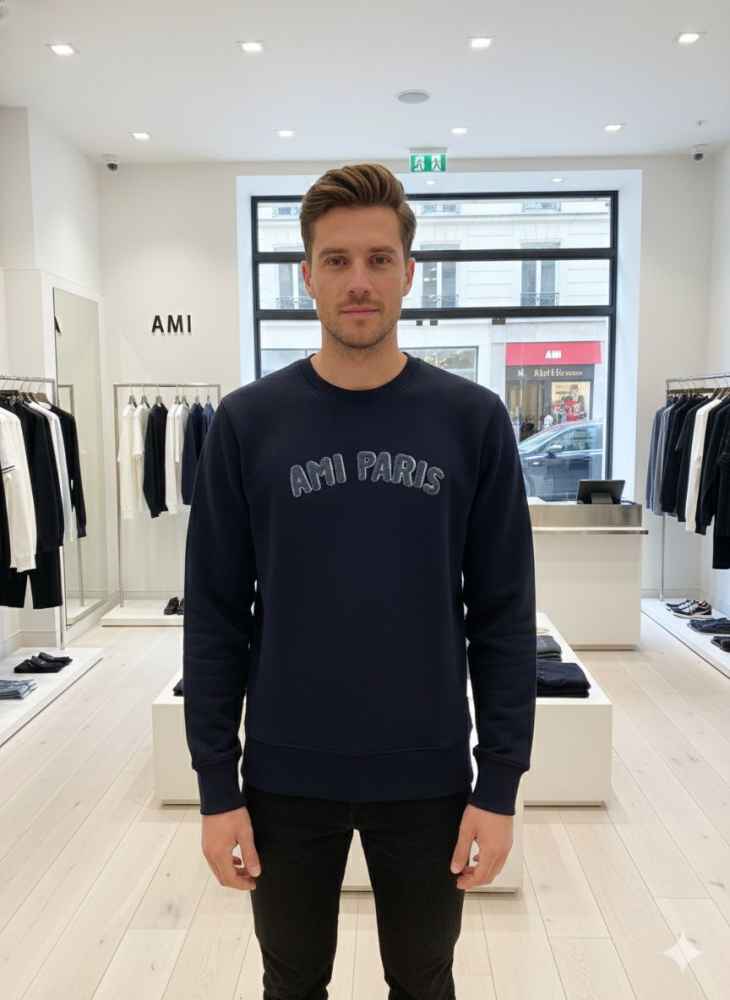 Ami Paris Dark Blue Premium Quality Luxury Sweatshirt-thumb-0