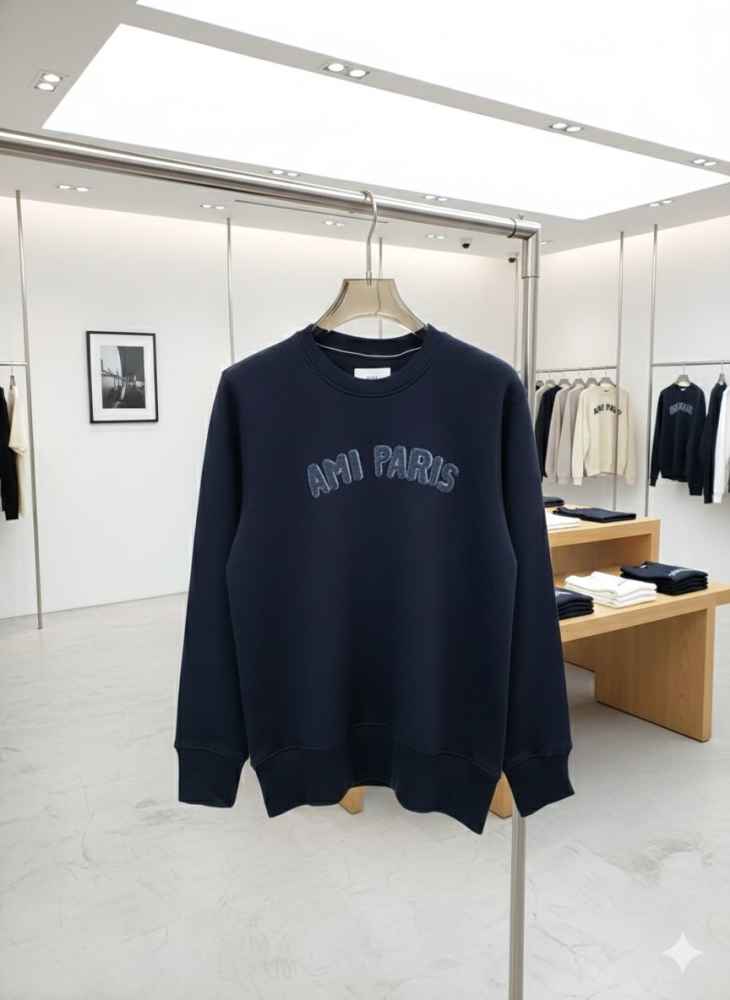 Ami Paris Dark Blue Premium Quality Luxury Sweatshirt-thumb-2
