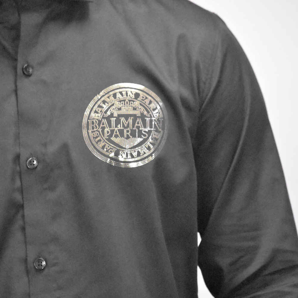 Balmain Patch Black Premium Cotton Shirt-4