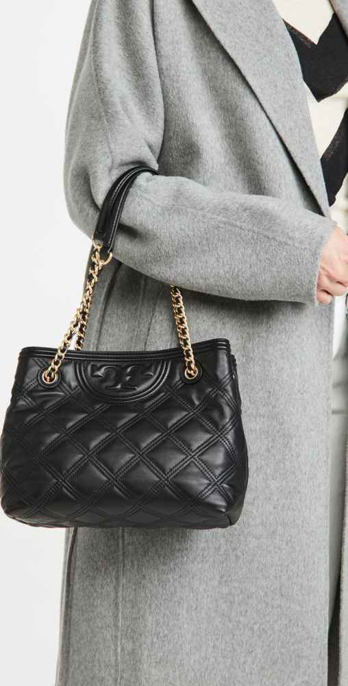 Tory Burch Flemin Medium Leatherite Black Hobo Bag-thumb-1