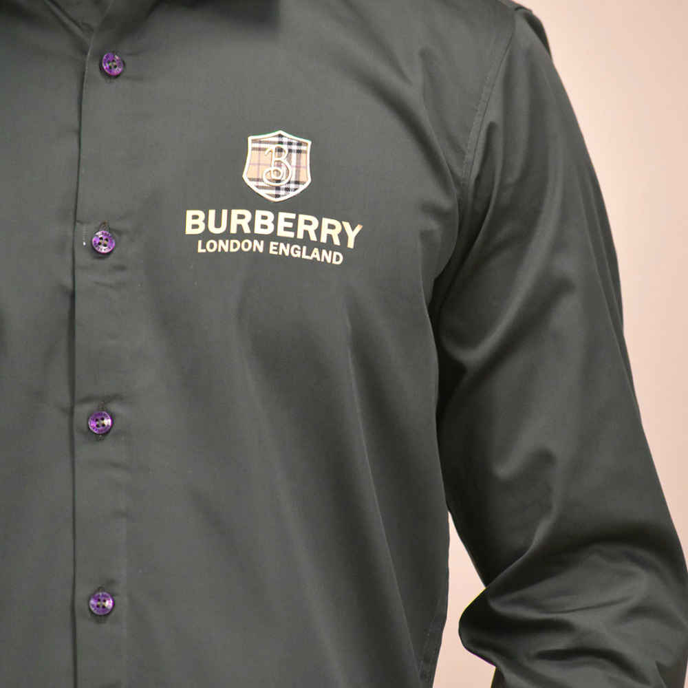 Burberry Dark Green Premium Cotton Shirt-thumb-4