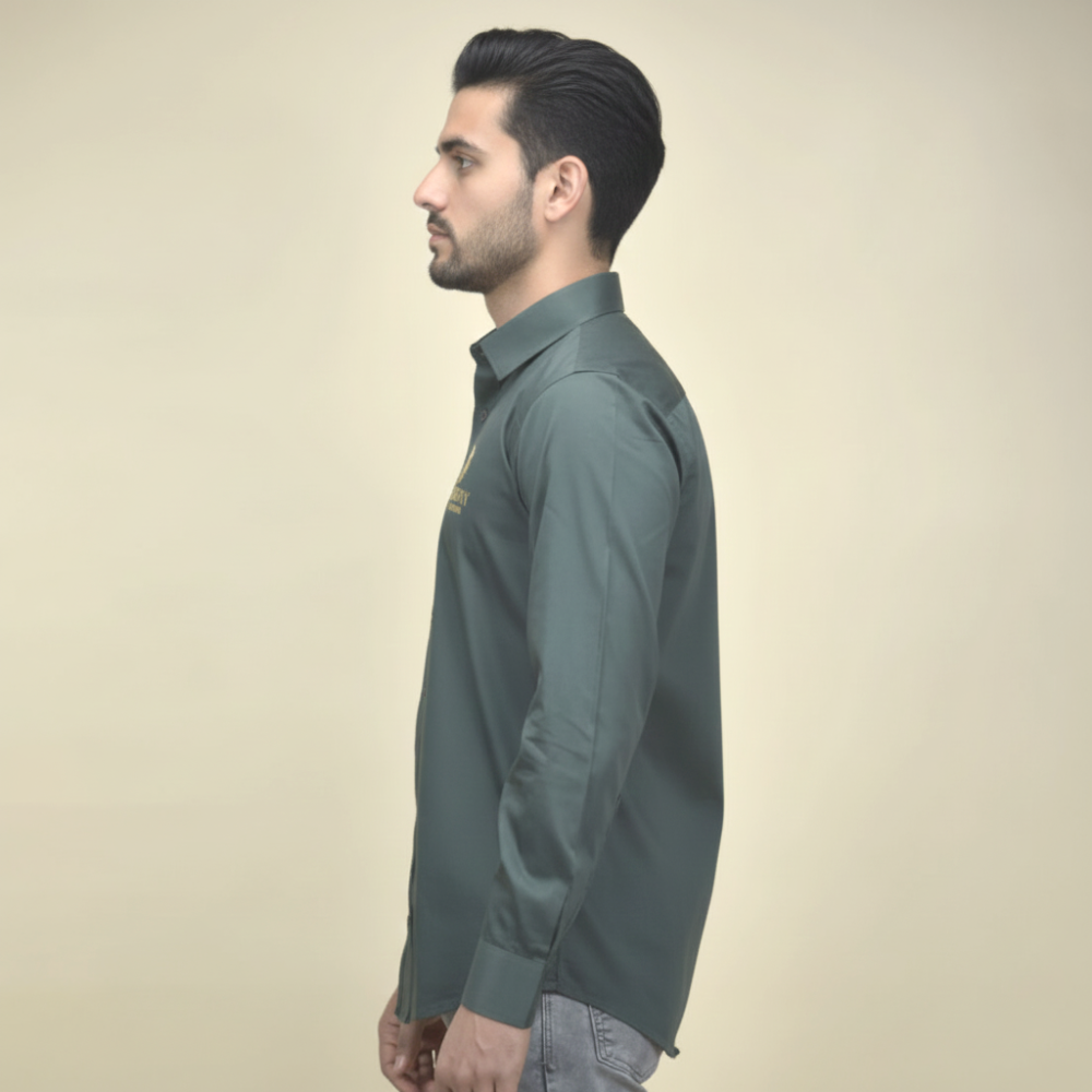 Burberry Dark Green Premium Cotton Shirt-thumb-2