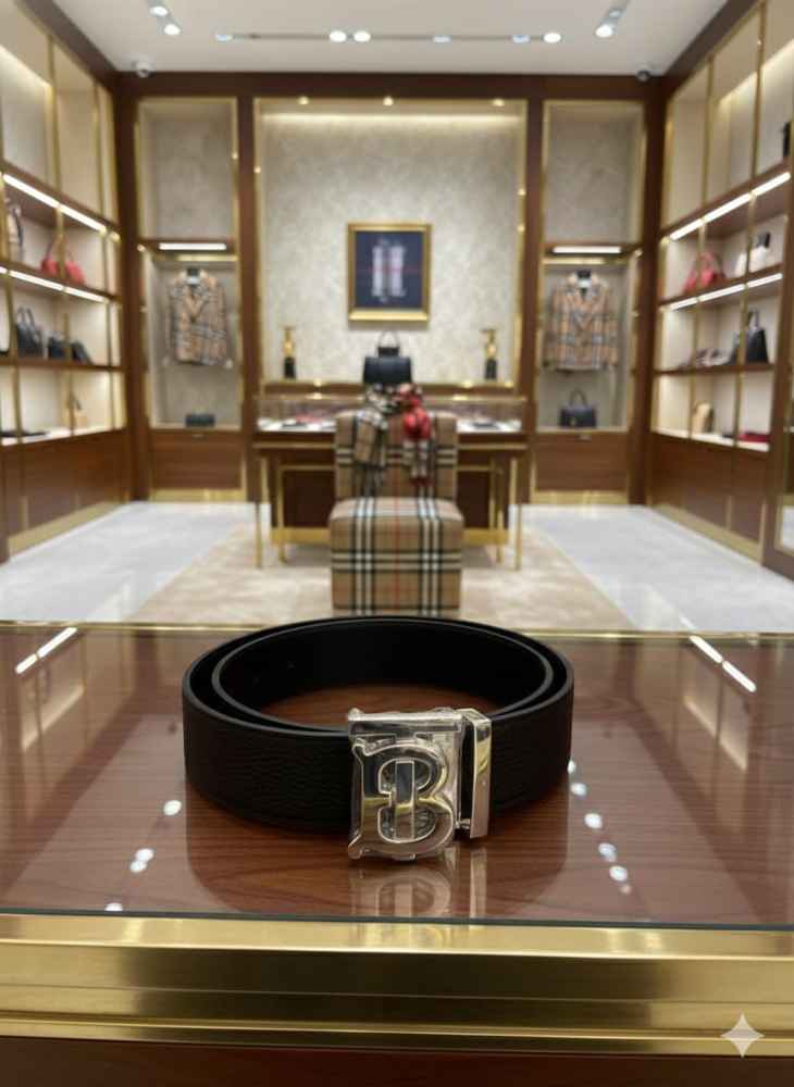 Burberry Silver Premium Quality Leather Belt-2