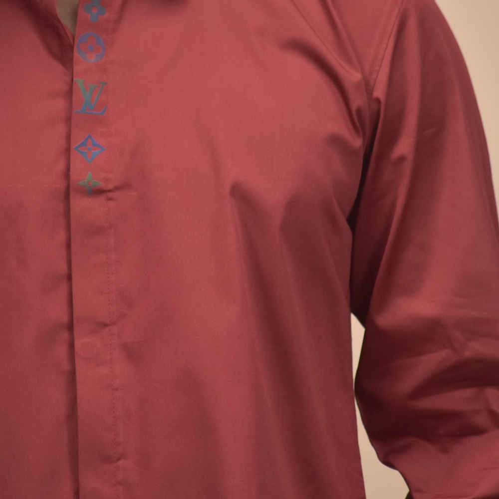 Louis Vuitton Monogram Wine Premium Cotton Shirt-thumb-4