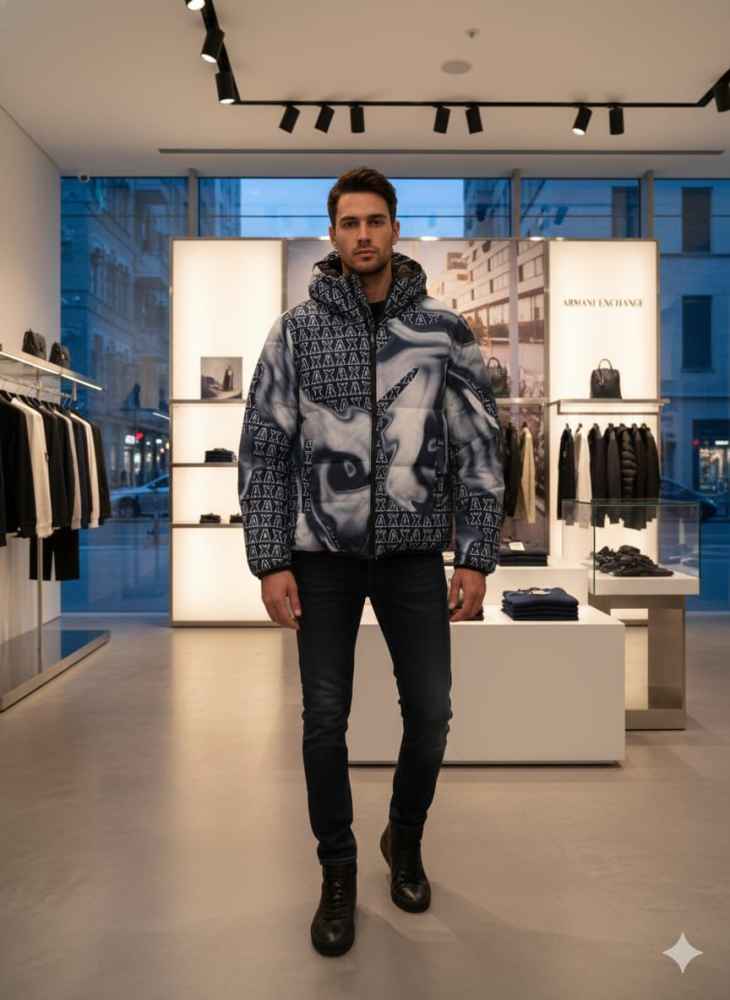 Armani Exchange Black Authentic Oblique Reversible Jacket-4