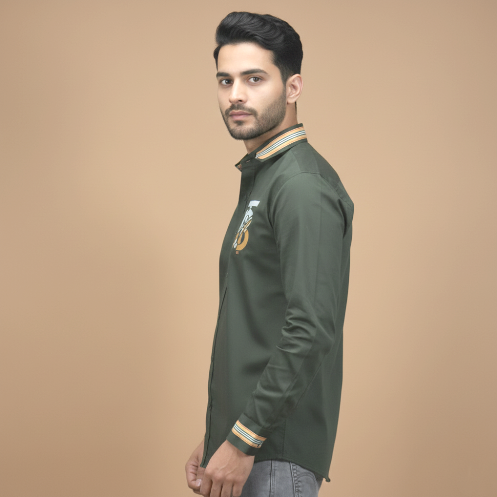 Burberry TB Print Green Premium Cotton Shirt-thumb-4