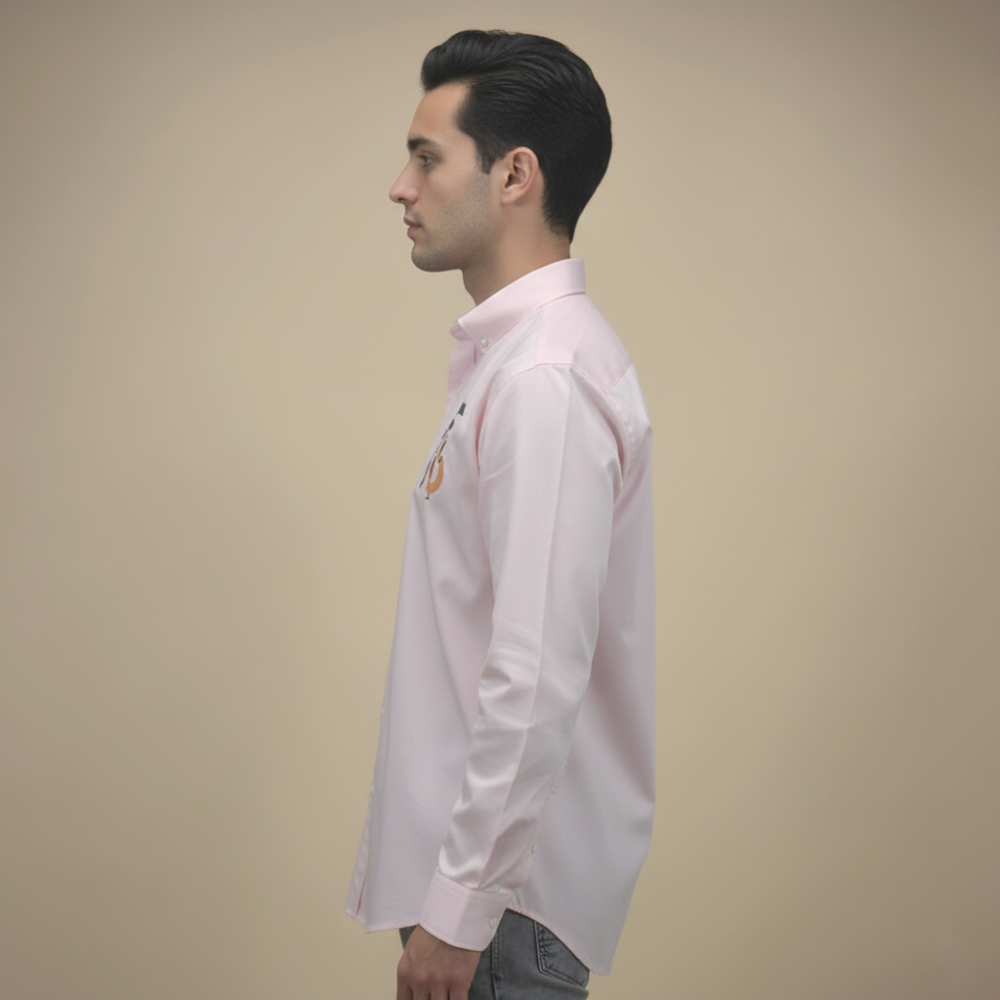 Burberry TB Print Pink Premium Cotton Shirt-thumb-3