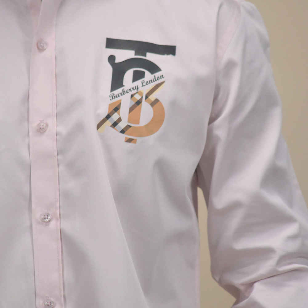Burberry TB Print Pink Premium Cotton Shirt-thumb-5