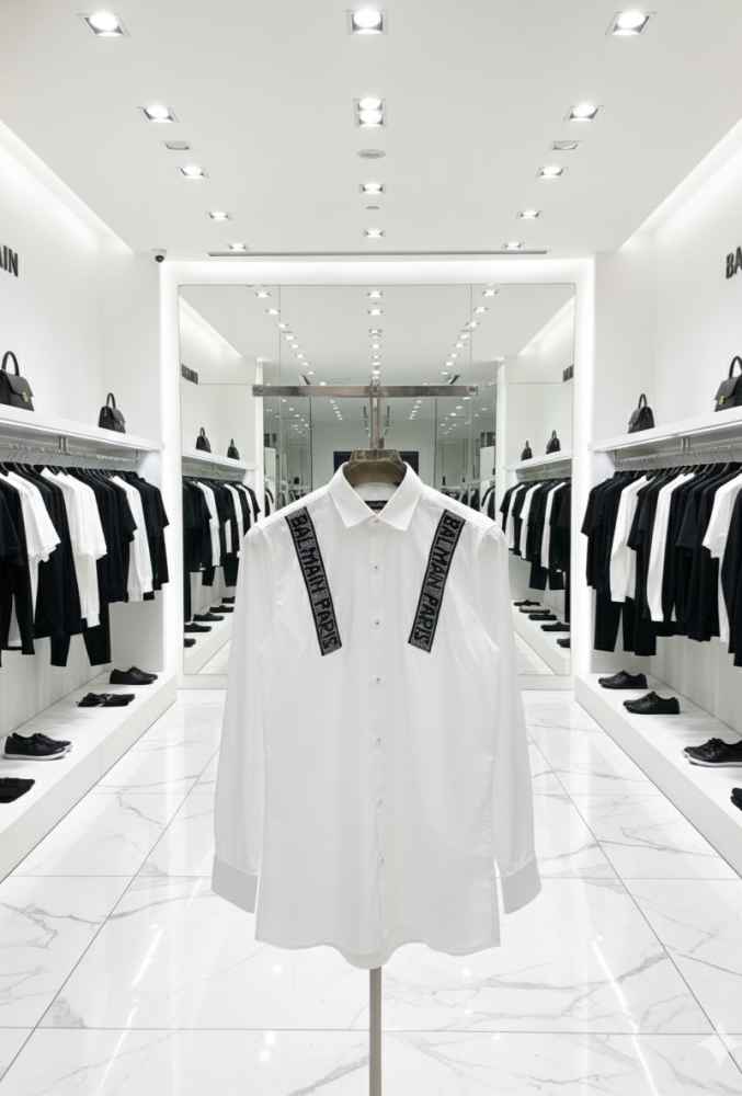 Balmain Embroidered White Premium Cotton Shirt-thumb-1