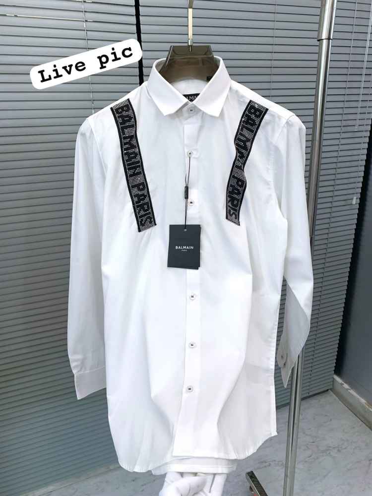 Balmain Embroidered White Premium Cotton Shirt-thumb-3
