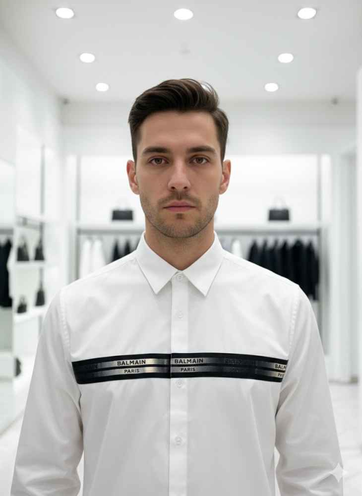 Balmain Embroidered White Premium Cotton Shirt-2