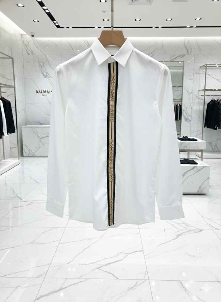 Balmain Embroidered White Premium Cotton Shirt-4