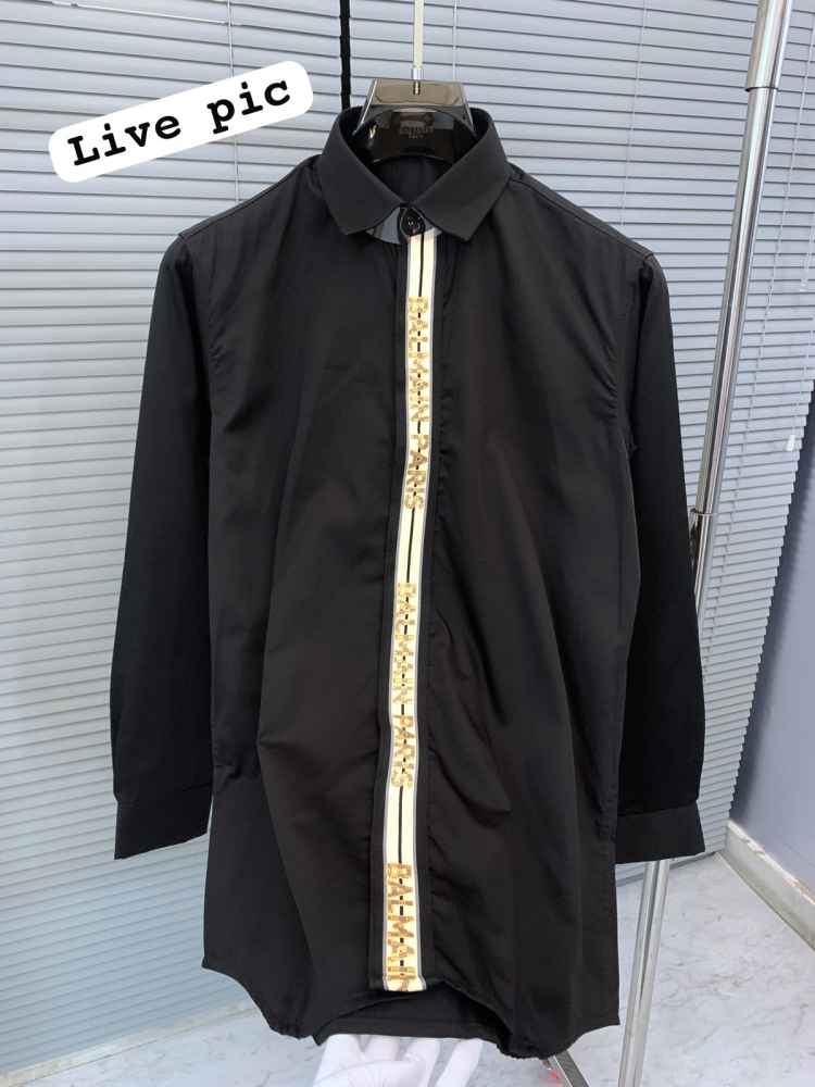 Balmain Embroidered Black Premium Cotton Shirt-2