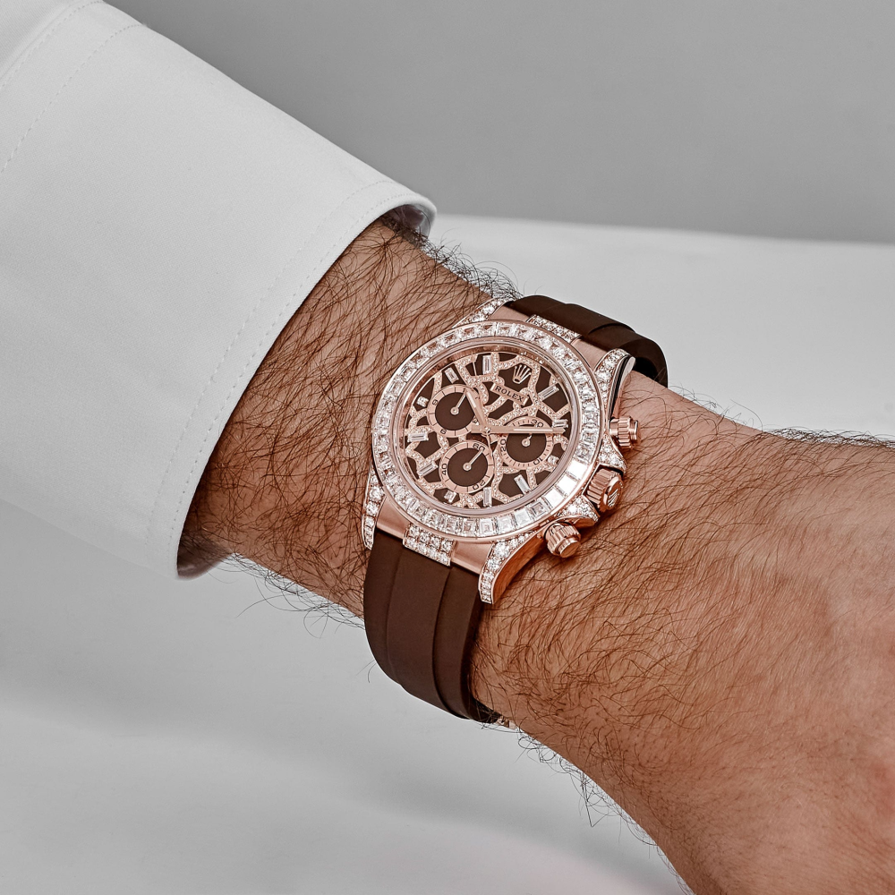 Rolex Daytona 'Giraffe' 126555TBR Rose Gold Chestnut Brown Diamond Dial Watch-7