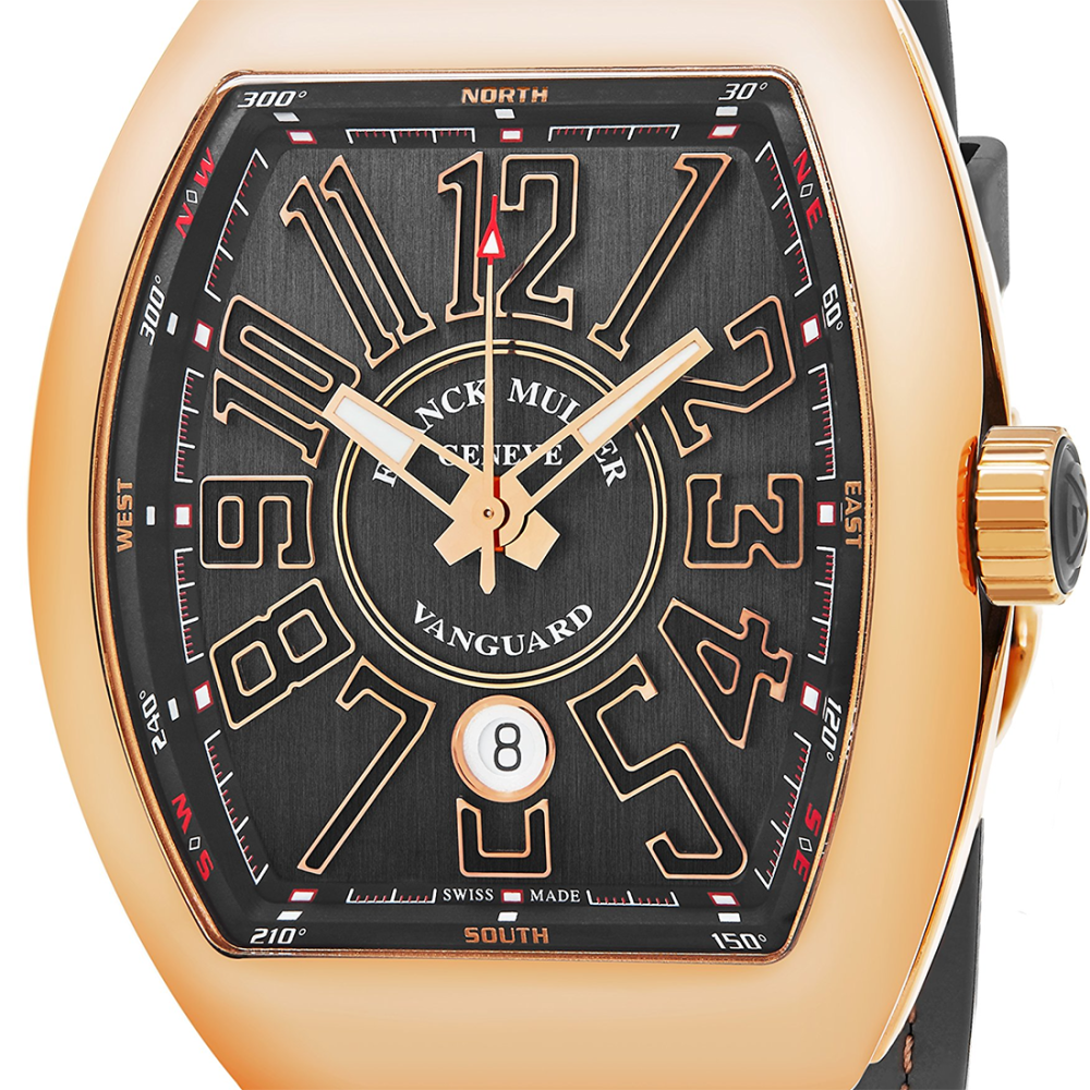 Franck Muller Vanguard Mens 18K Rose-Gold Case Rubber Strap Swiss Watch V 45 SC DT 5N TT-1